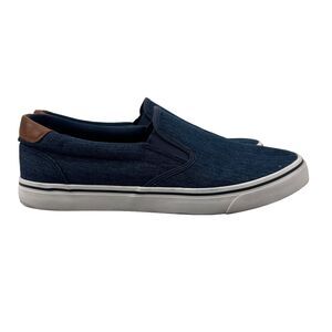 Tober Mens 9.5 Sneaker Loafer Clipper Slip On Blue Denim Canvas Skate Shoes
